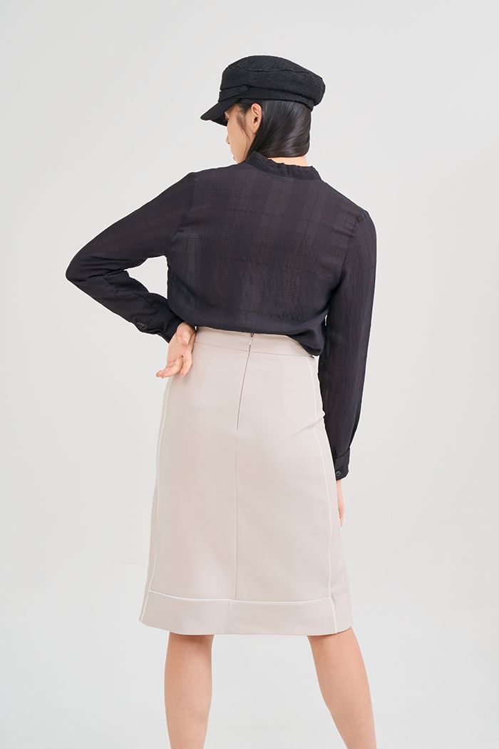 Chân váy midi viền màu đối lập