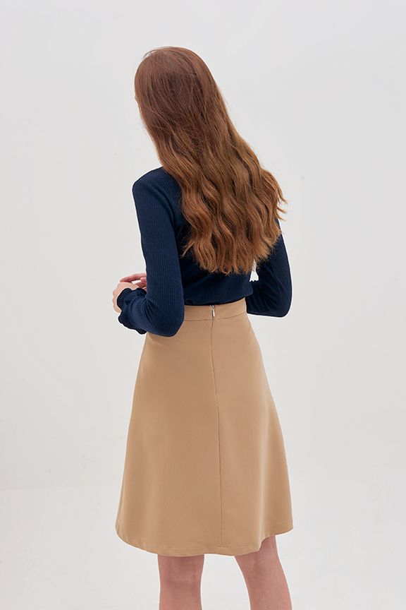 Váy midi xếp 2 li thân trước