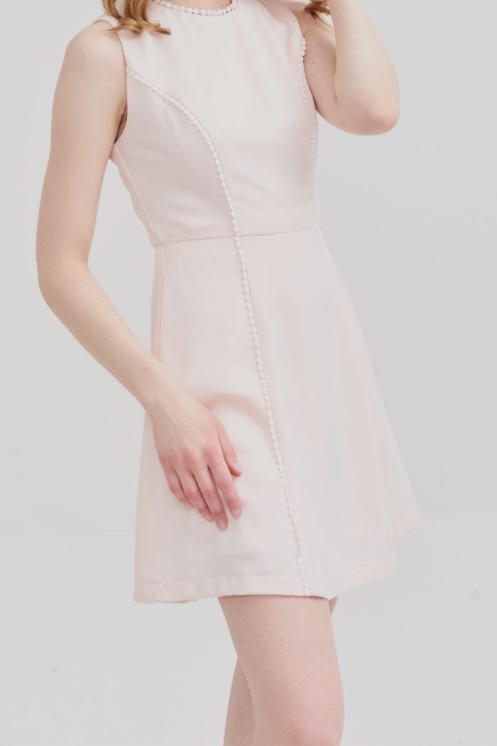 Đầm sát nách viền ren cotton hoa nhỏ