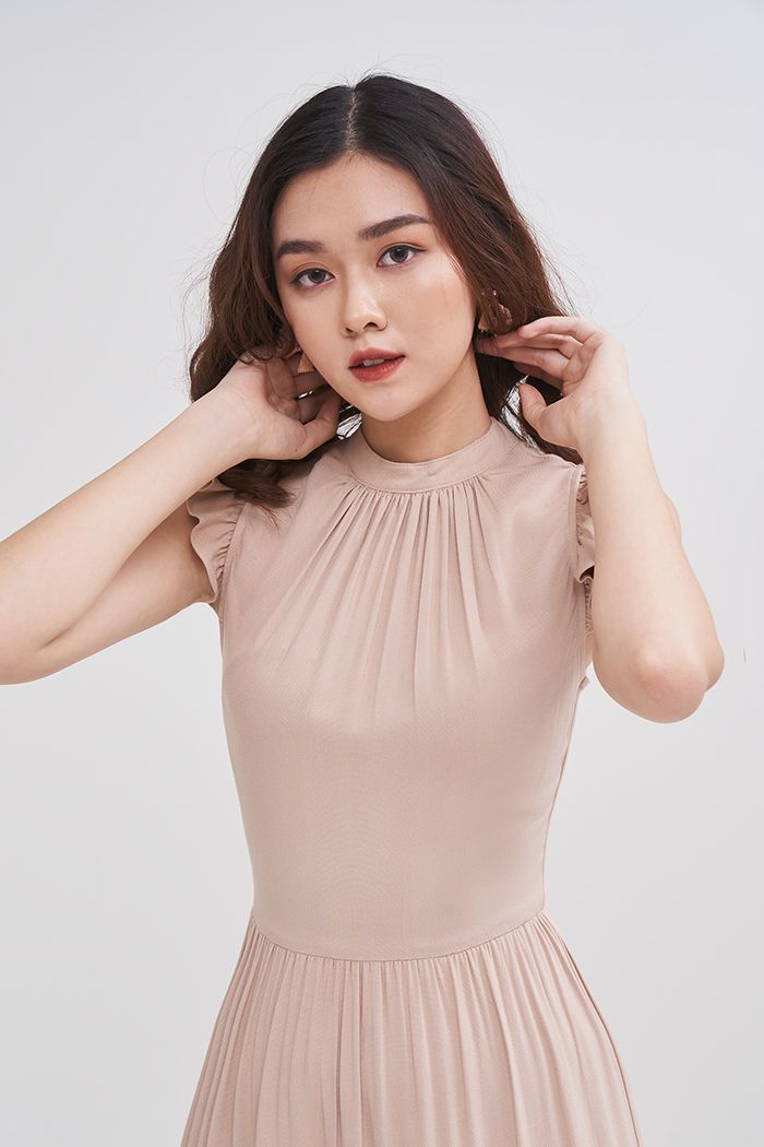 Đầm midi rã nhiều tầng sát nách