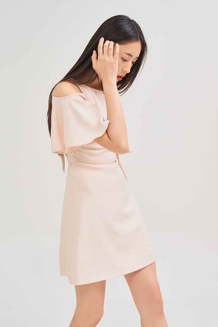 Đầm A cutout vai cột nơ sau