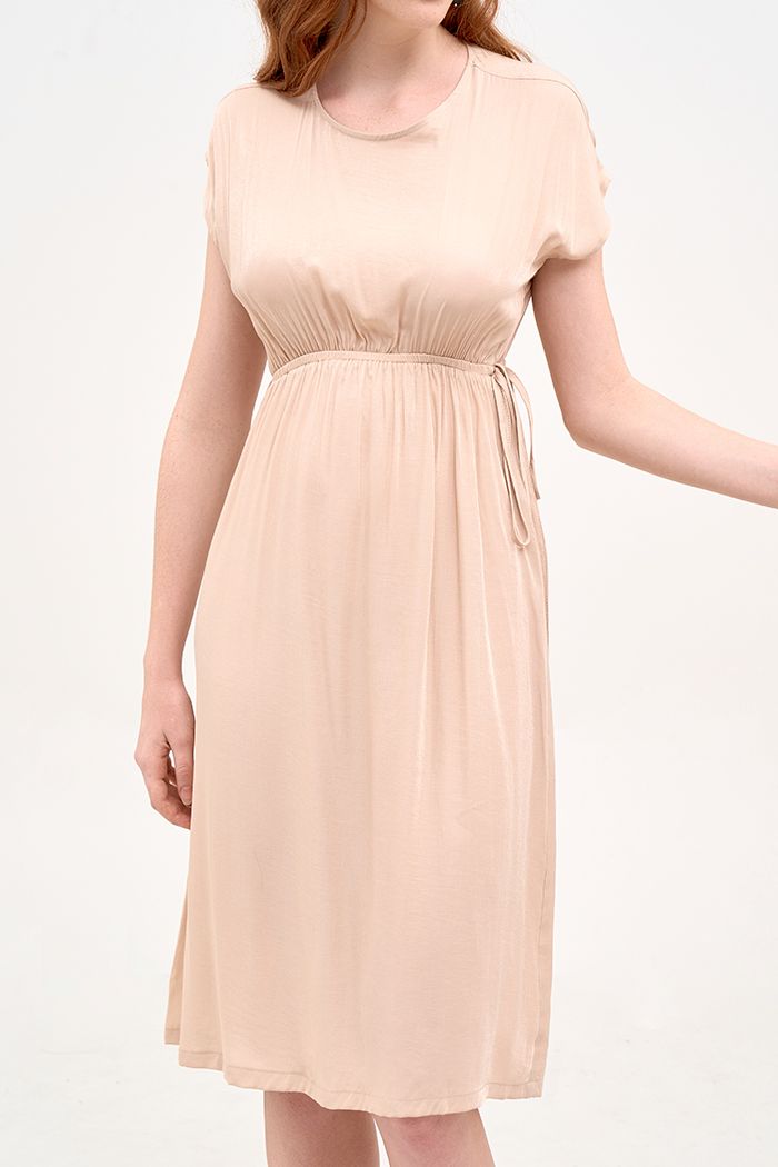 Đầm form colum midi rút eo