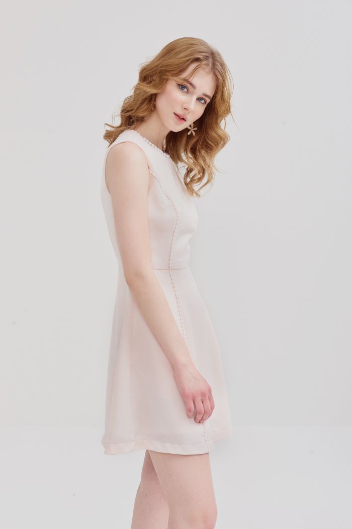 Đầm sát nách viền ren cotton hoa nhỏ