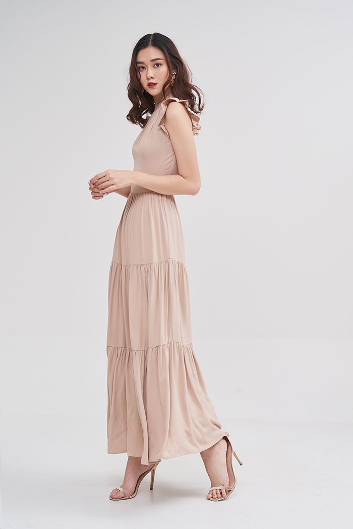 Đầm midi rã nhiều tầng sát nách