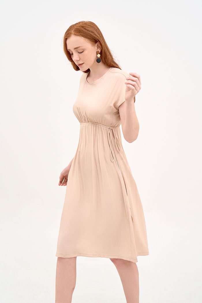 Đầm form colum midi rút eo
