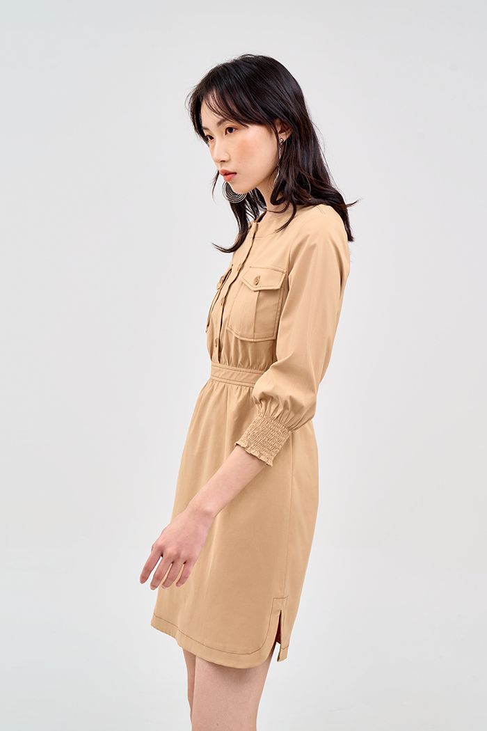 Đầm 2 túi hộp xẻ lai