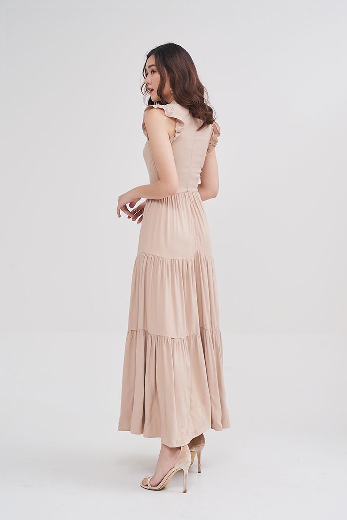 Đầm midi rã nhiều tầng sát nách