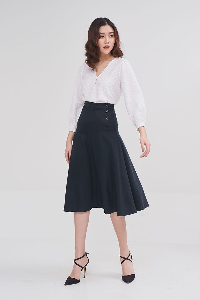 Váy midi rã xéo lưng liền