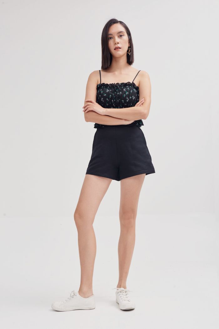 Áo 2 dây dập nhún in hoạ tiết ss19