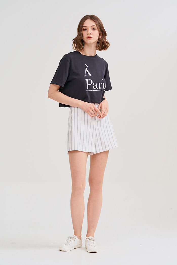 Áo thun croptop in slogan A Paris