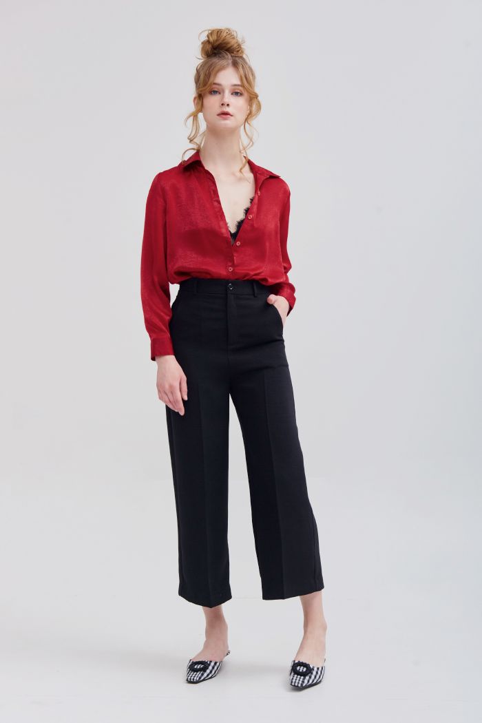 Quần ống suông li đứng cullote ss19