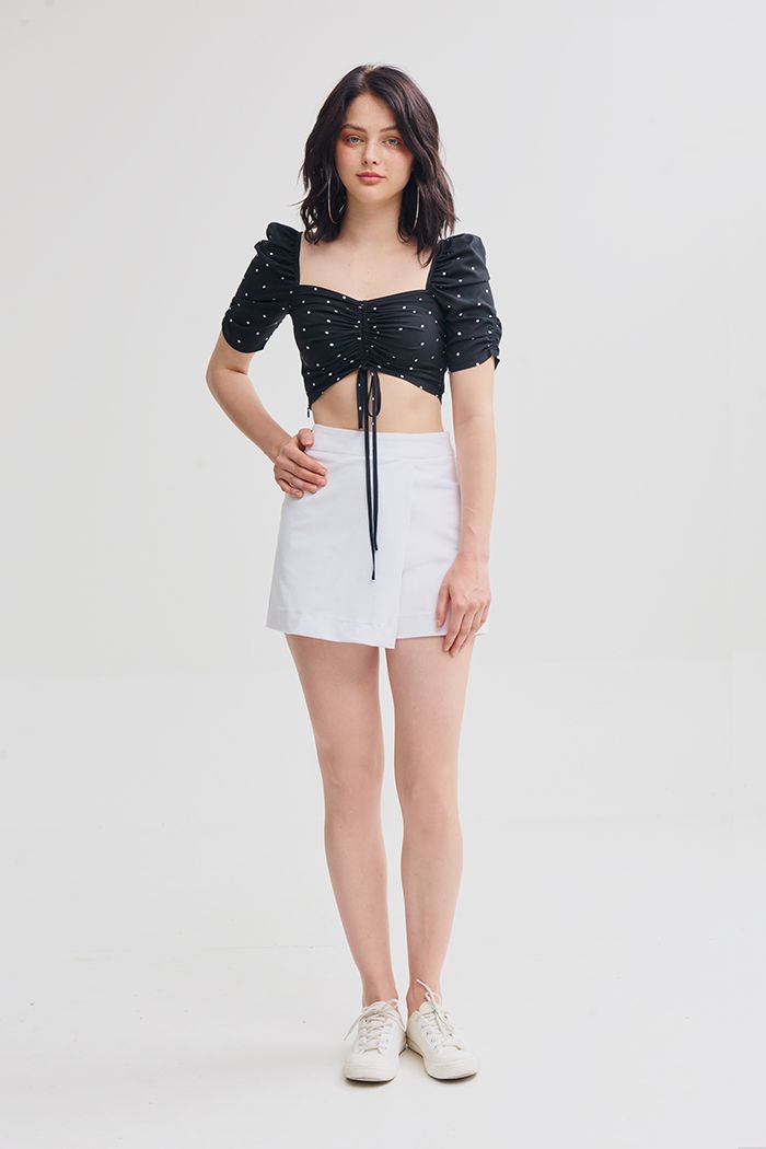 Áo crotop cổ queen rút nhún giữa ngực