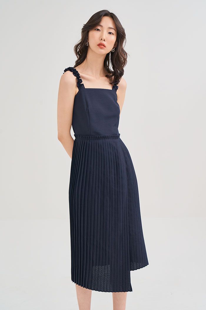 Đầm 2 dây midi dập li tùng