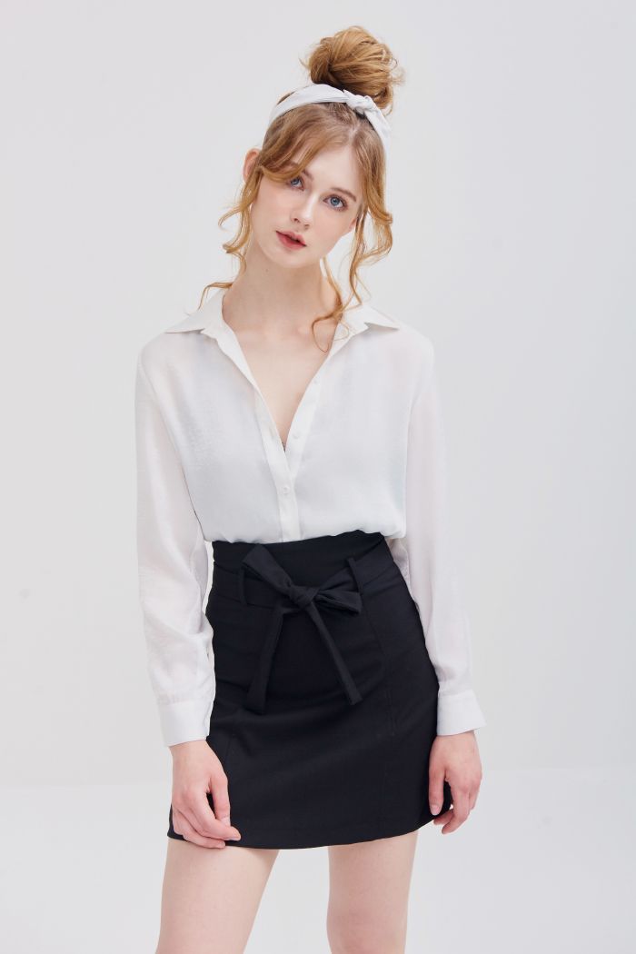 Váy khaki rã diễu chỉ mờ