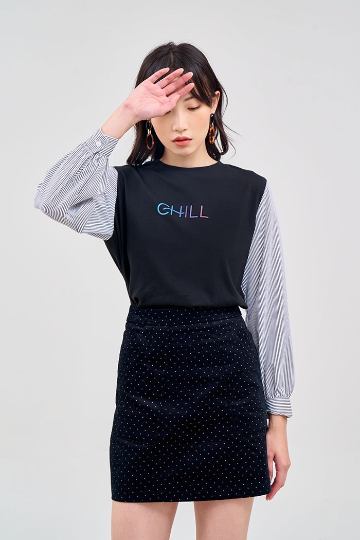 Áo thun phối tay sọc Chill