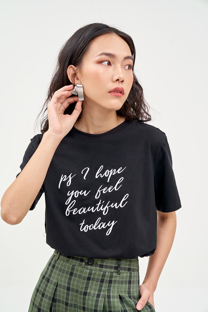 Áo thun thêu ps i hope you