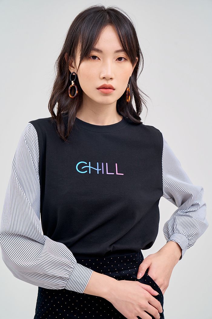 Áo thun phối tay sọc Chill