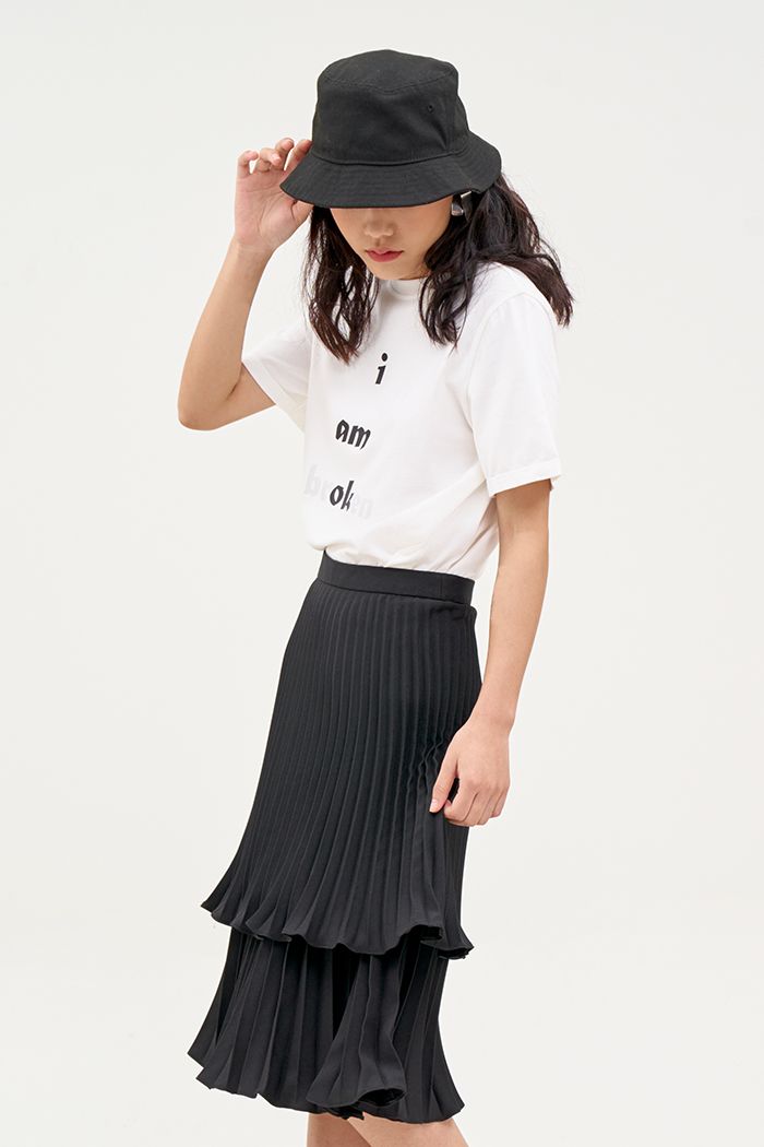 Váy dập li quạt 2 tầng