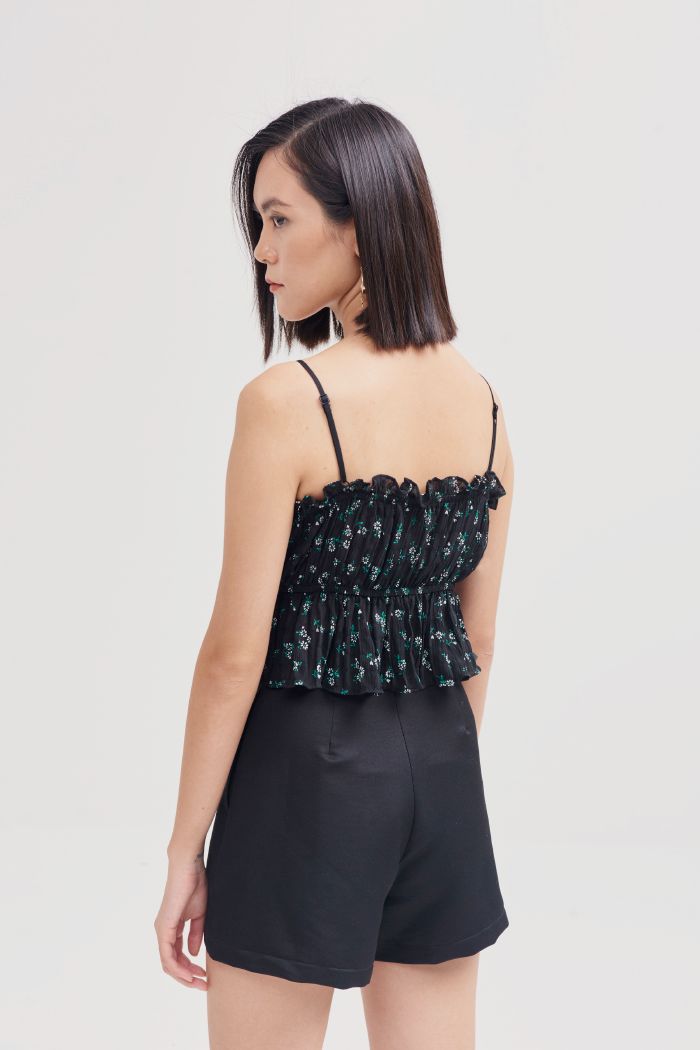 Áo 2 dây dập nhún in hoạ tiết ss19