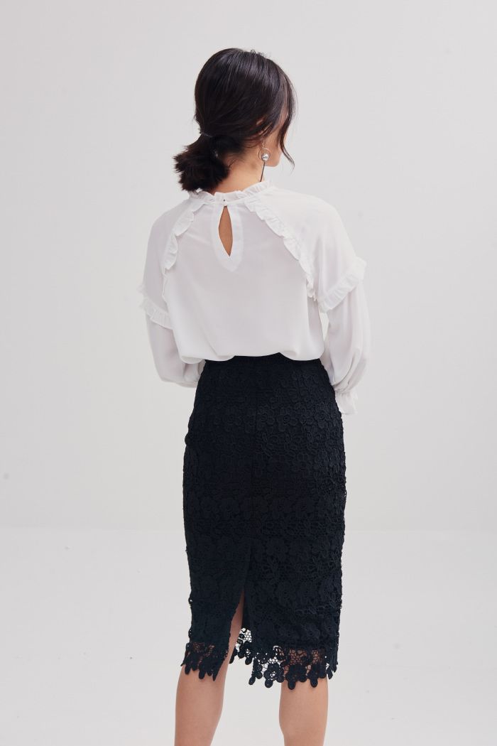 Váy midi ren cotton dệt 3D