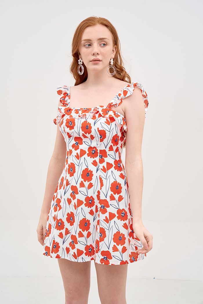 Đầm 2 dây bèo in hoa fall19