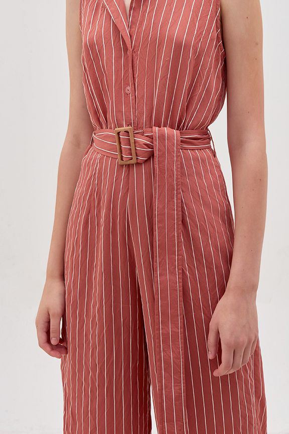 Jumpsuit dài sơmi thắt lưng