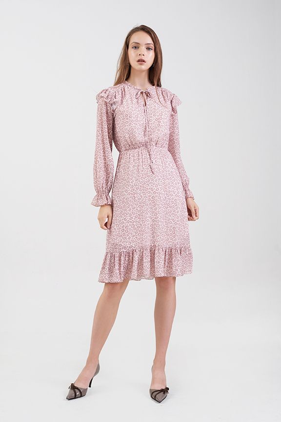 Đầm ngang gối in hoạ tiết prefall18