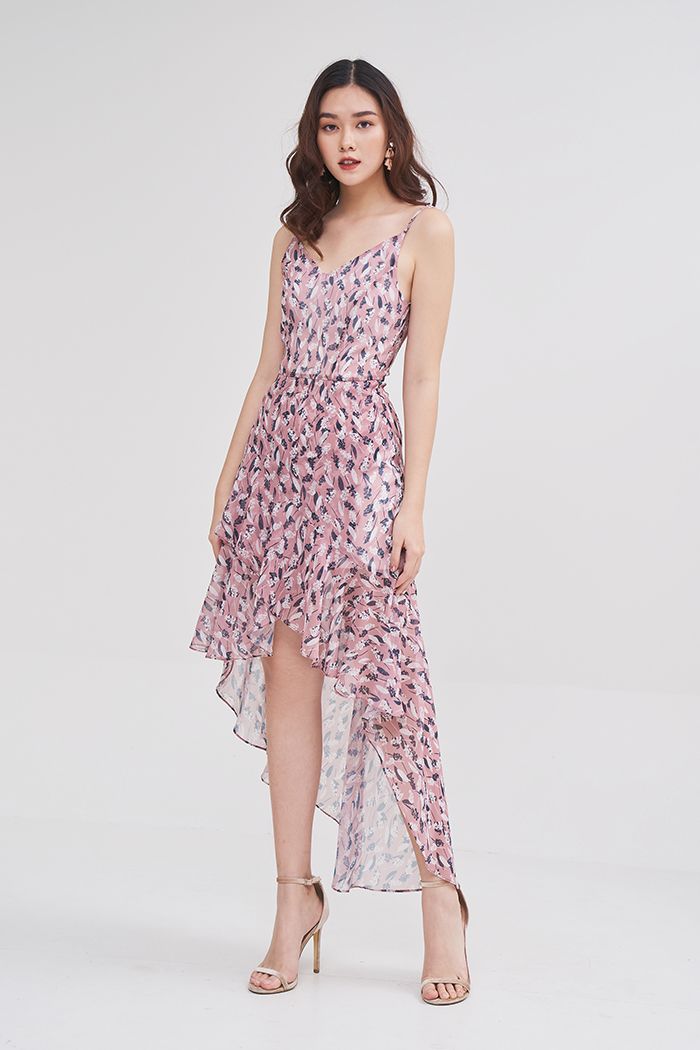 Đầm voan 2 dây mullet bèo 3 tầng tùng in hoạ tiết ss19