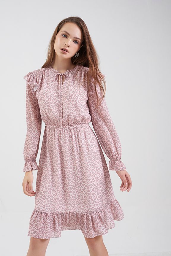 Đầm ngang gối in hoạ tiết prefall18