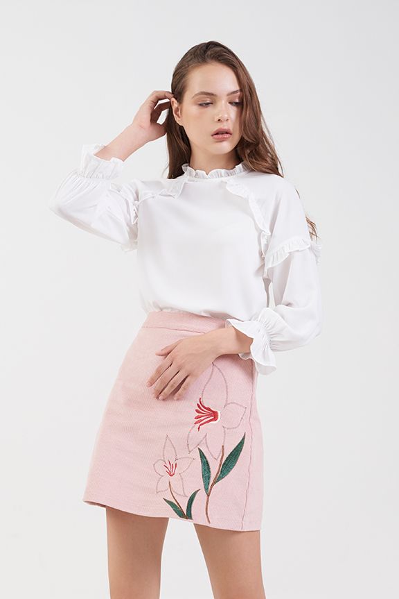 Váy tùng a nhung thêu hoạ tiết