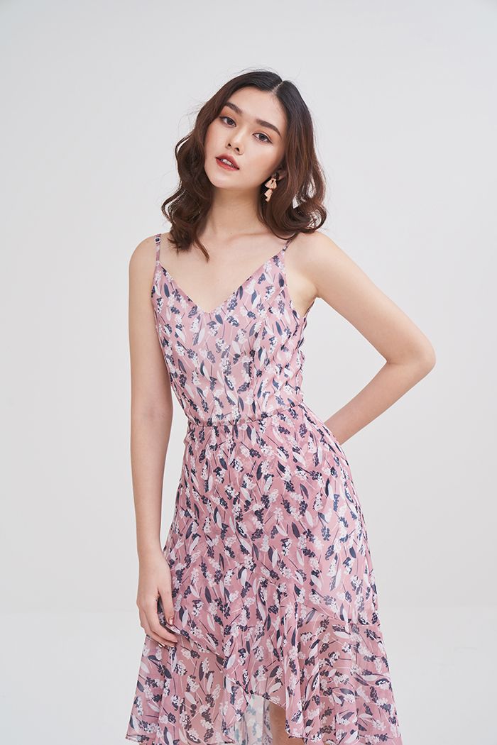 Đầm voan 2 dây mullet bèo 3 tầng tùng in hoạ tiết ss19