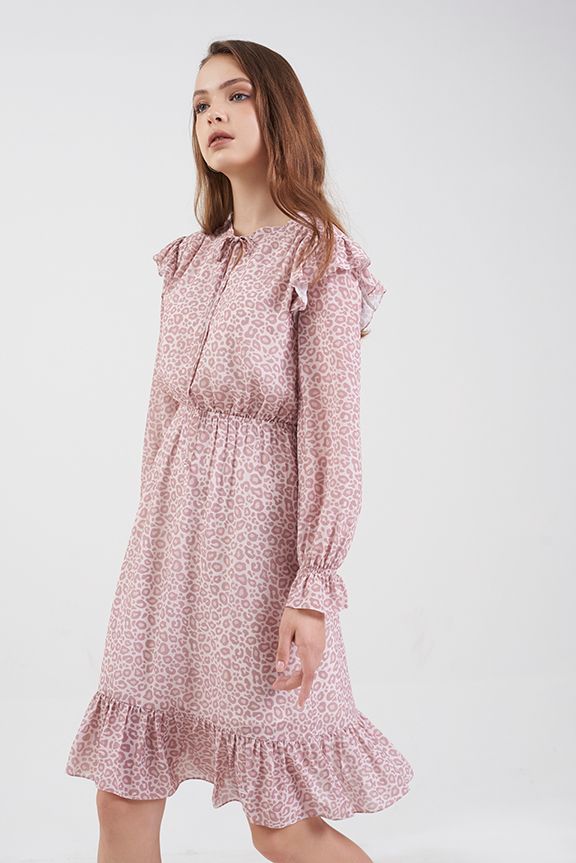 Đầm ngang gối in hoạ tiết prefall18