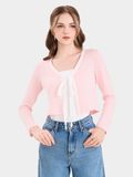  Áo cardigan phối viền thắt nơ 