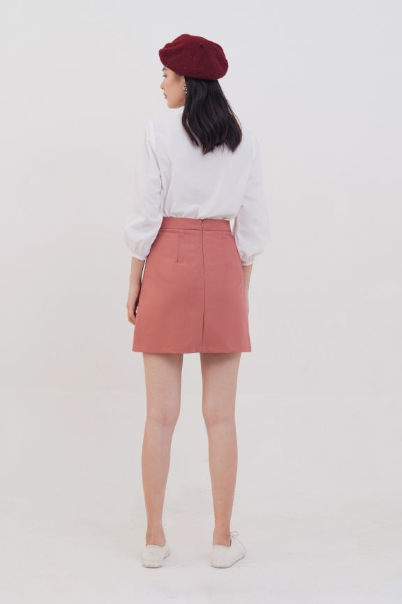 Váy tùng A thêu hoa nhấn túi