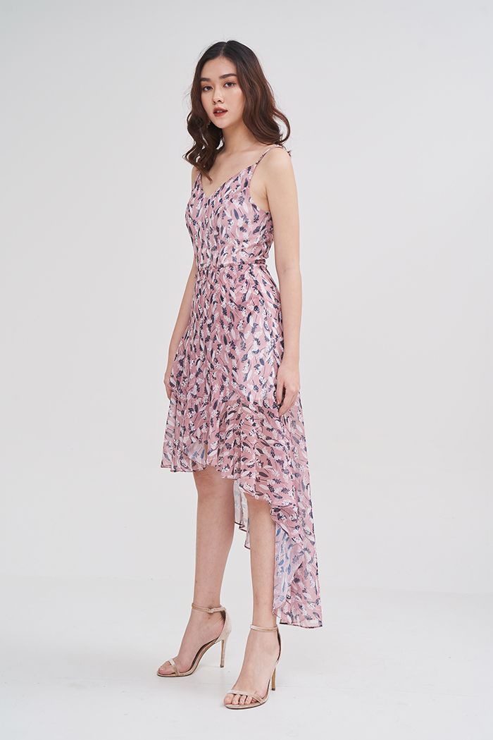 Đầm voan 2 dây mullet bèo 3 tầng tùng in hoạ tiết ss19