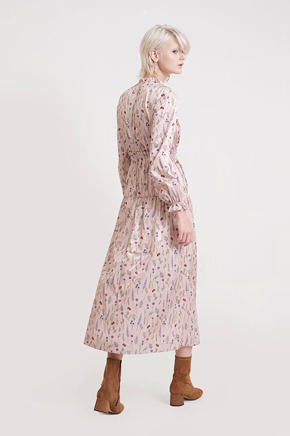 Đầm midi tay dài in hoạ tiết fw18
