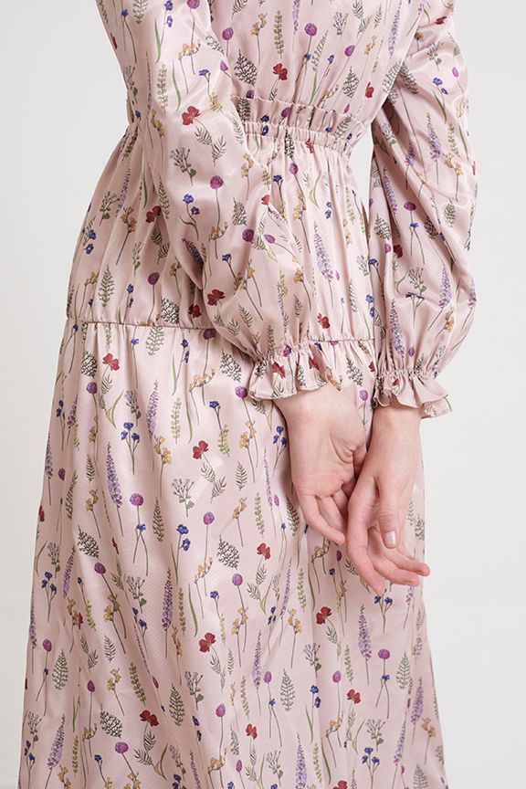 Đầm midi tay dài in hoạ tiết fw18
