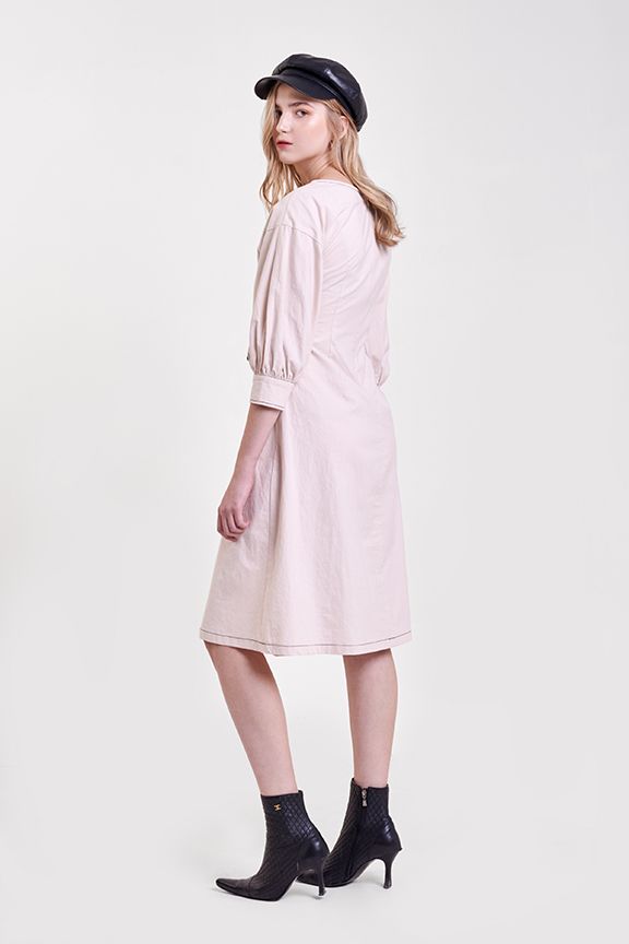 Đầm linen nhấn dây eo tay lỡ