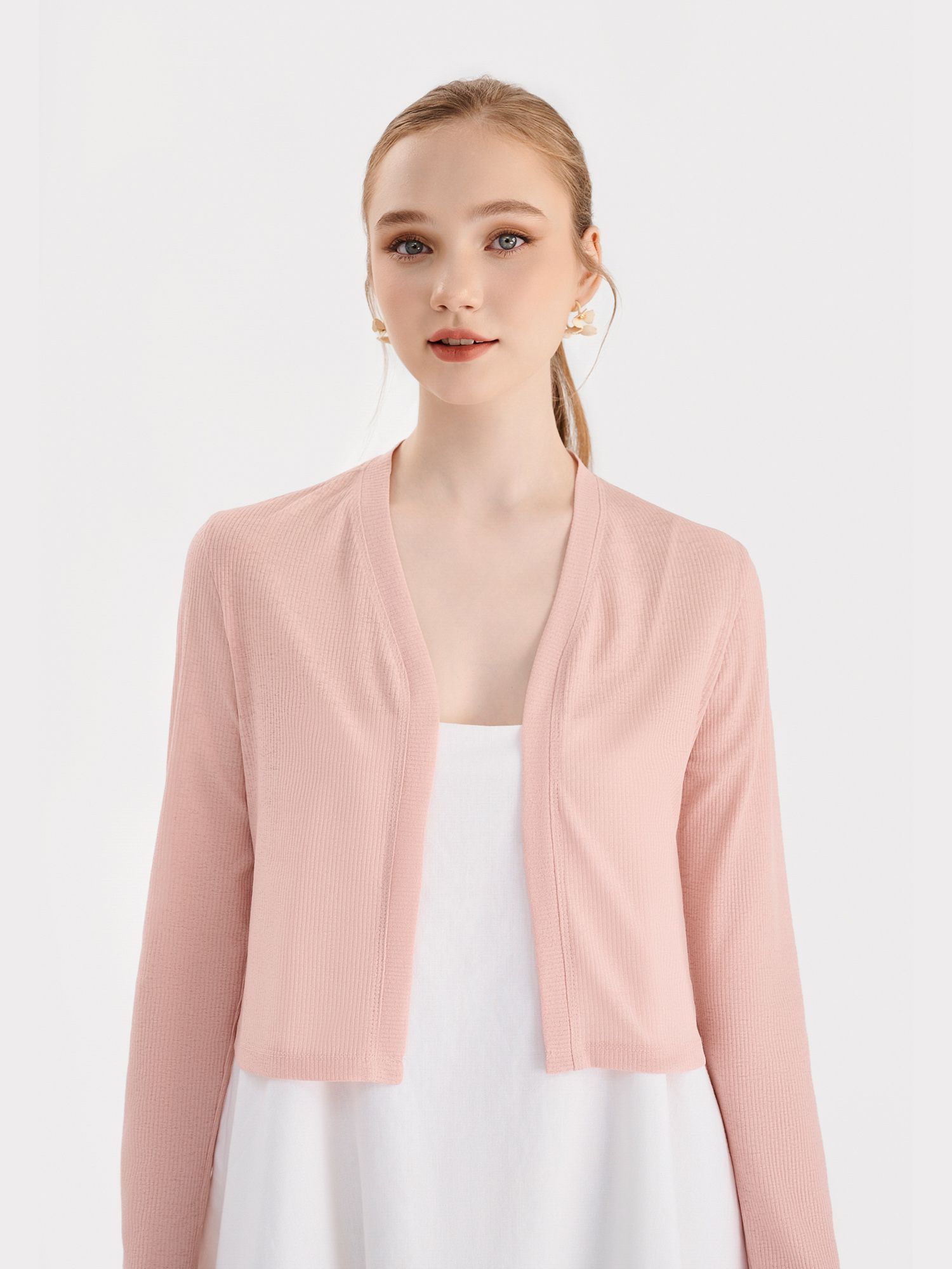  Áo cardigan cổ V tay dài 