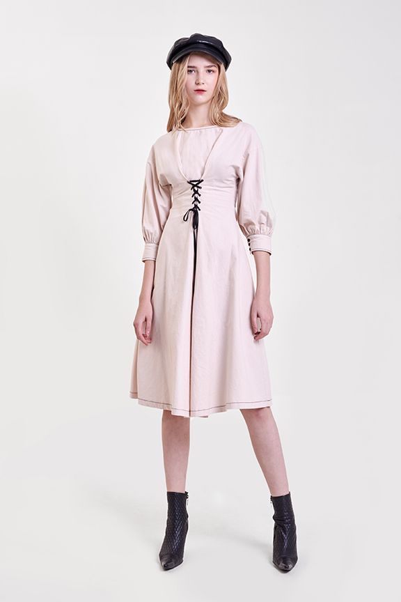 Đầm linen nhấn dây eo tay lỡ