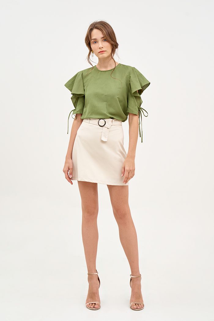 Váy A khaki basic kèm nịch fall19