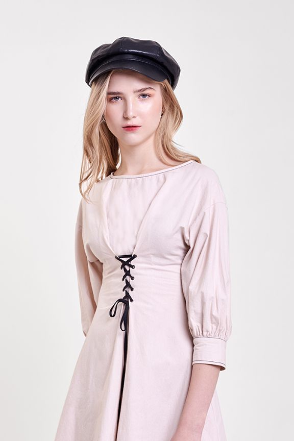Đầm linen nhấn dây eo tay lỡ
