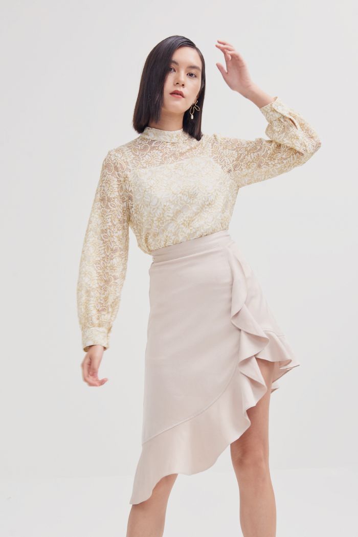 Váy bèo nhỏ kẹp tùng xéo