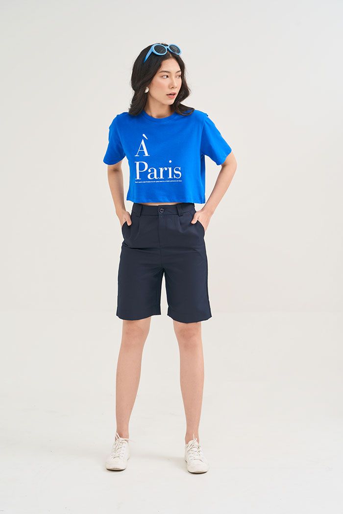 Áo thun croptop in slogan A Paris
