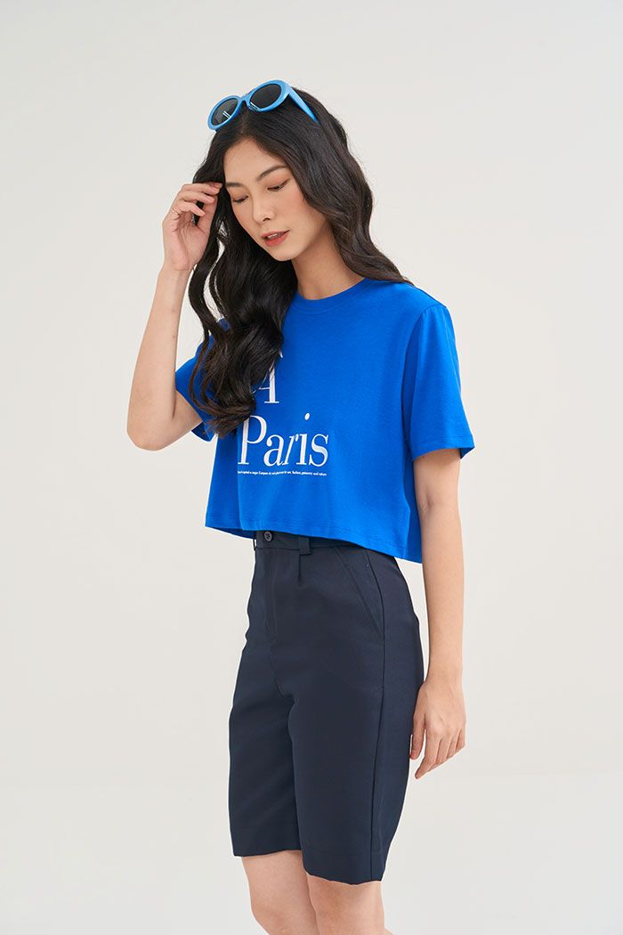 Áo thun croptop in slogan A Paris