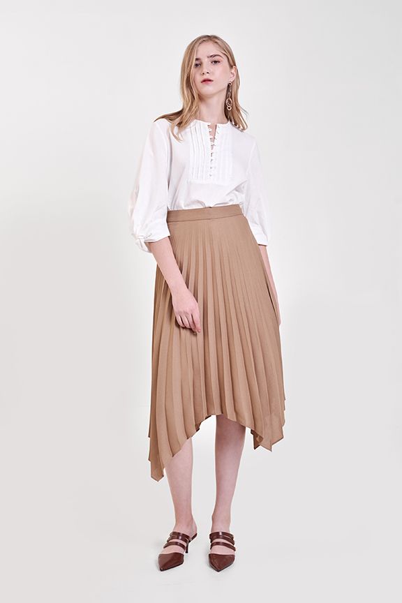 Váy midi dập li lai cắt M