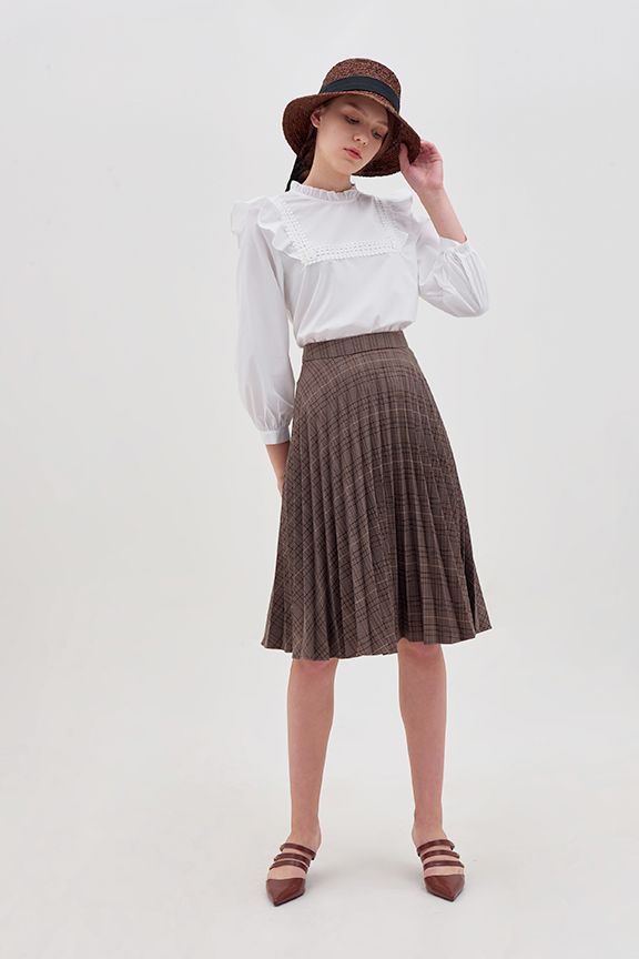 Váy midi caro dập li