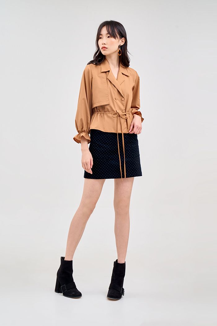Áo cotton lạnh giả vest rút dây tay dài