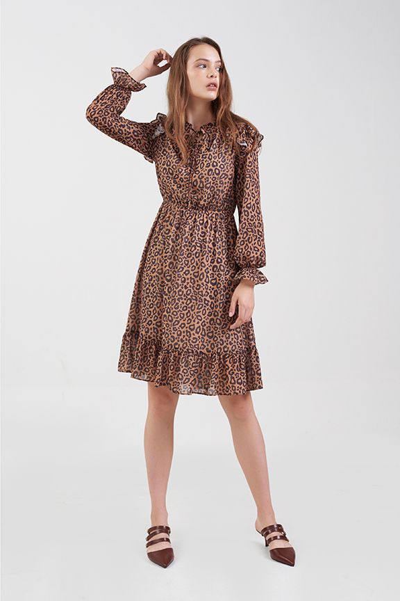 Đầm ngang gối in hoạ tiết prefall18