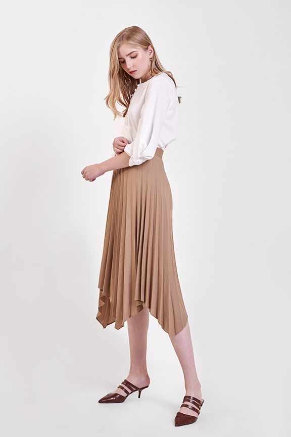 Váy midi dập li lai cắt M